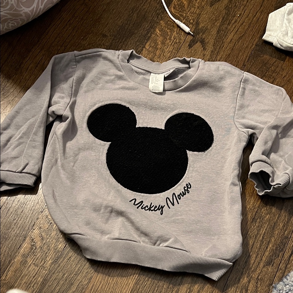 H&M Gray Sweatshirt with Black Mickey Mouse Design